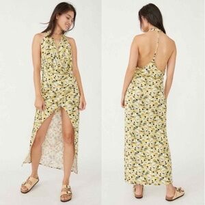 NWT Free People Daria Maxi Dress in Apple Mint Combo beach vacation resort